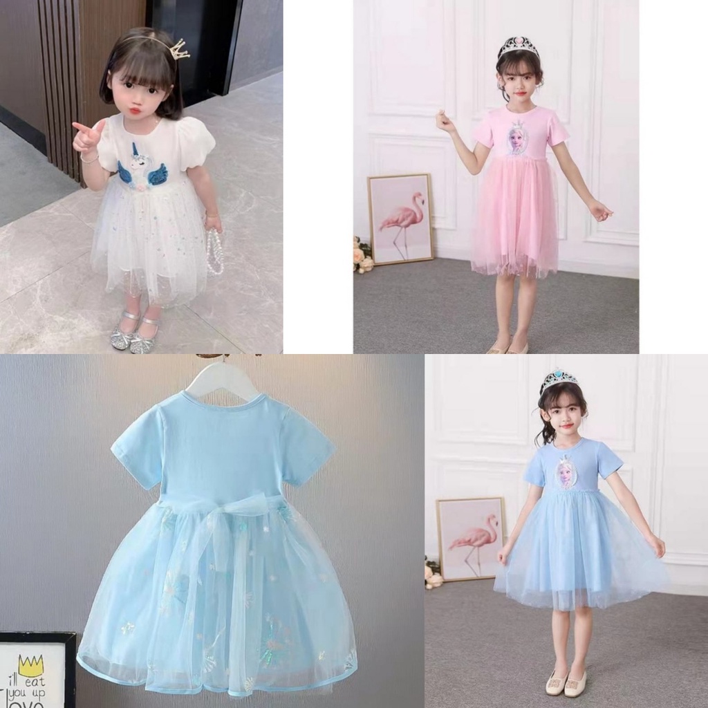 NunuLisaTan - Gratis Hadiah IMPORT Dress Baju Anak Korea Princess Elsa Unicorn Pesta