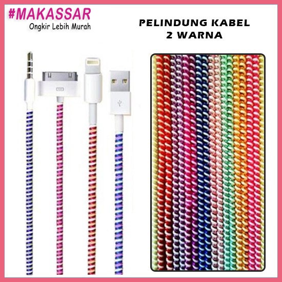 Pelindung Kabel 2-3 Warna Cord Protector Cable Data Charger Handsfree Spiral Lilitan Gulung Pelindung Kabel Headset Charger