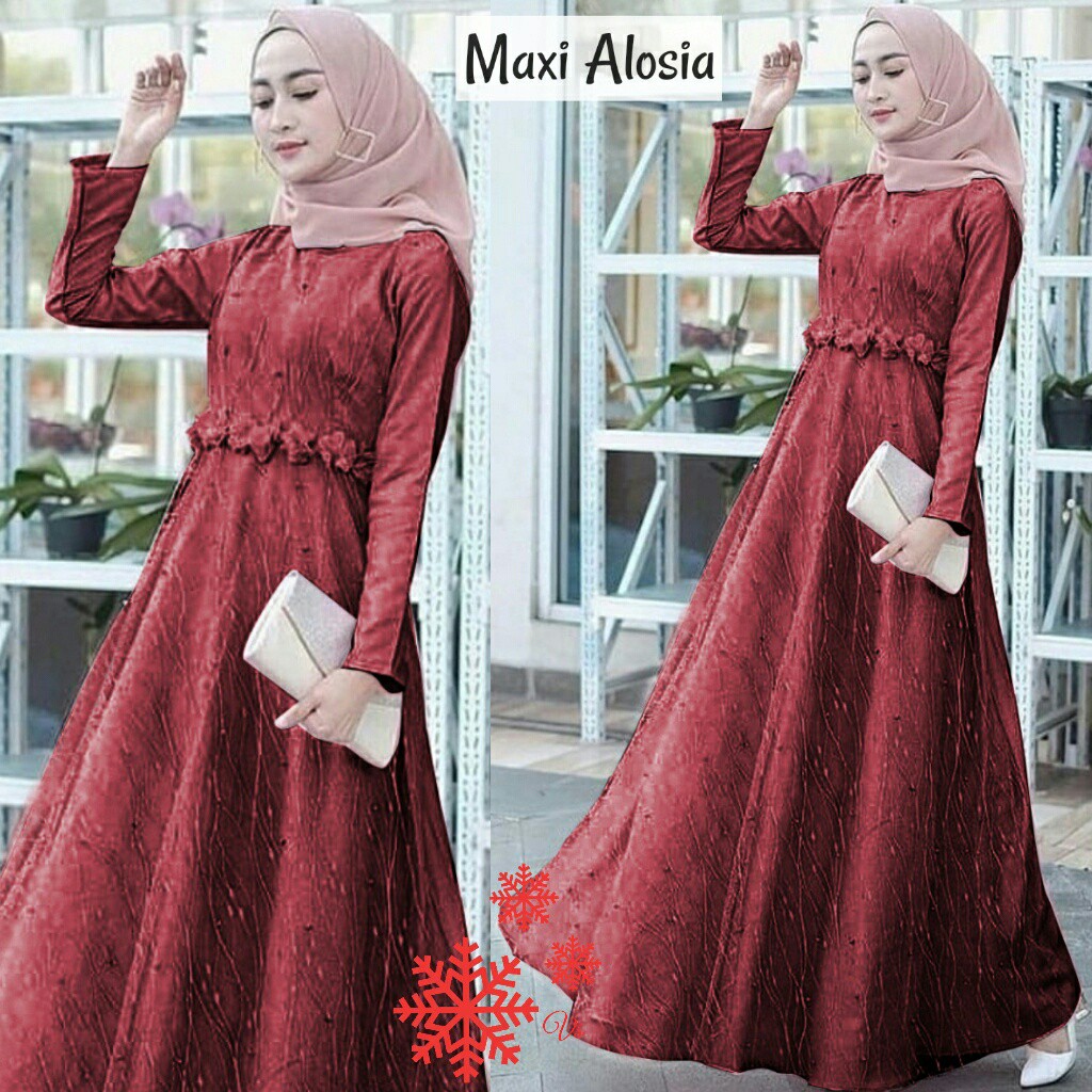 (SIZE M, L, XL, XXL) GAMIS BRUKAT MAXI ALOSIA BRUKAT TULANG PREMIUM