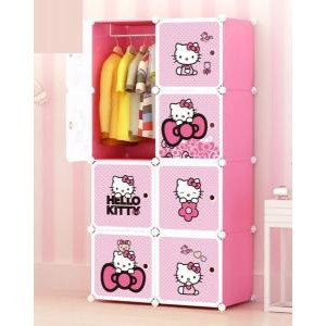 Lemari Plastik Pakaian Portable Baju Rak Serbaguna 8 Pintu Hello Kitty