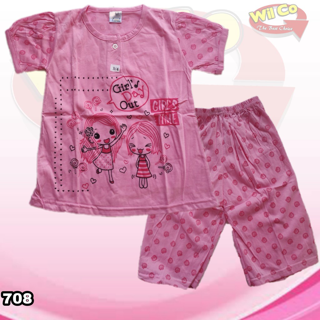 K708 - SETELAN ANAK WANITA YIMOKIDS MOTIF KARTUN GOLDEN NICK HARGA PER 1 SETEL