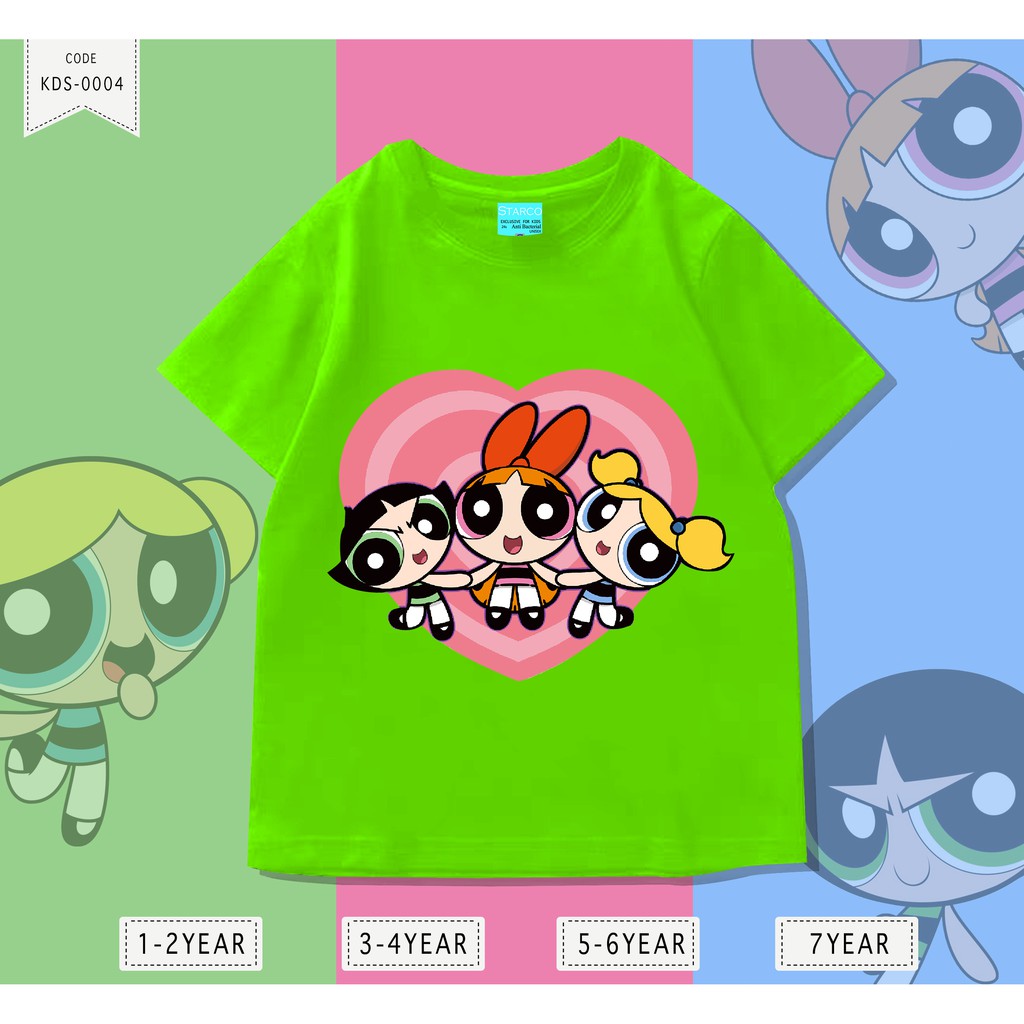 Baju Anak Powerpuff girls/ Kaos Distro DTF Anak Laki Laki dan Perempuan / Unisex / Motif Kartun