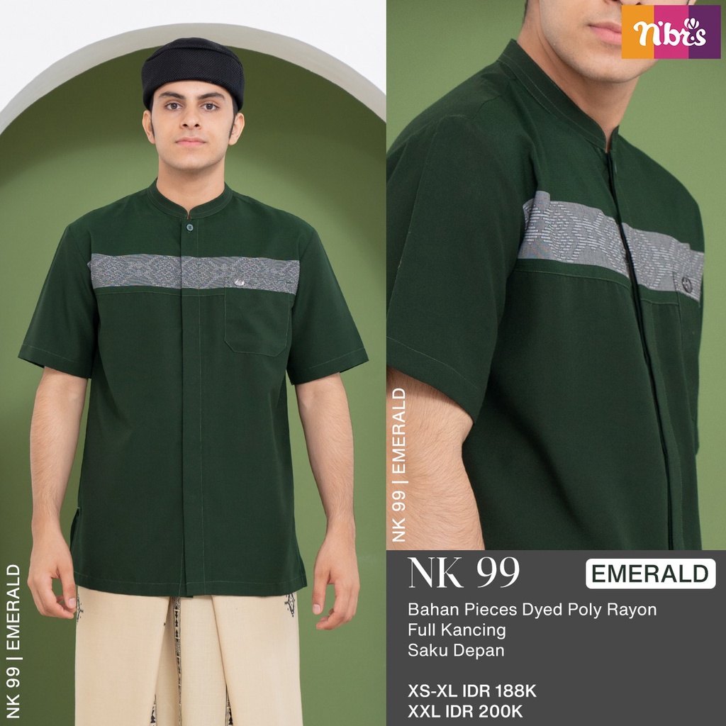 Nibras Koko NK 99 Bahan Pieces Dyed Poly Rayon Baju Muslim Pria Polos Casual by NBRS