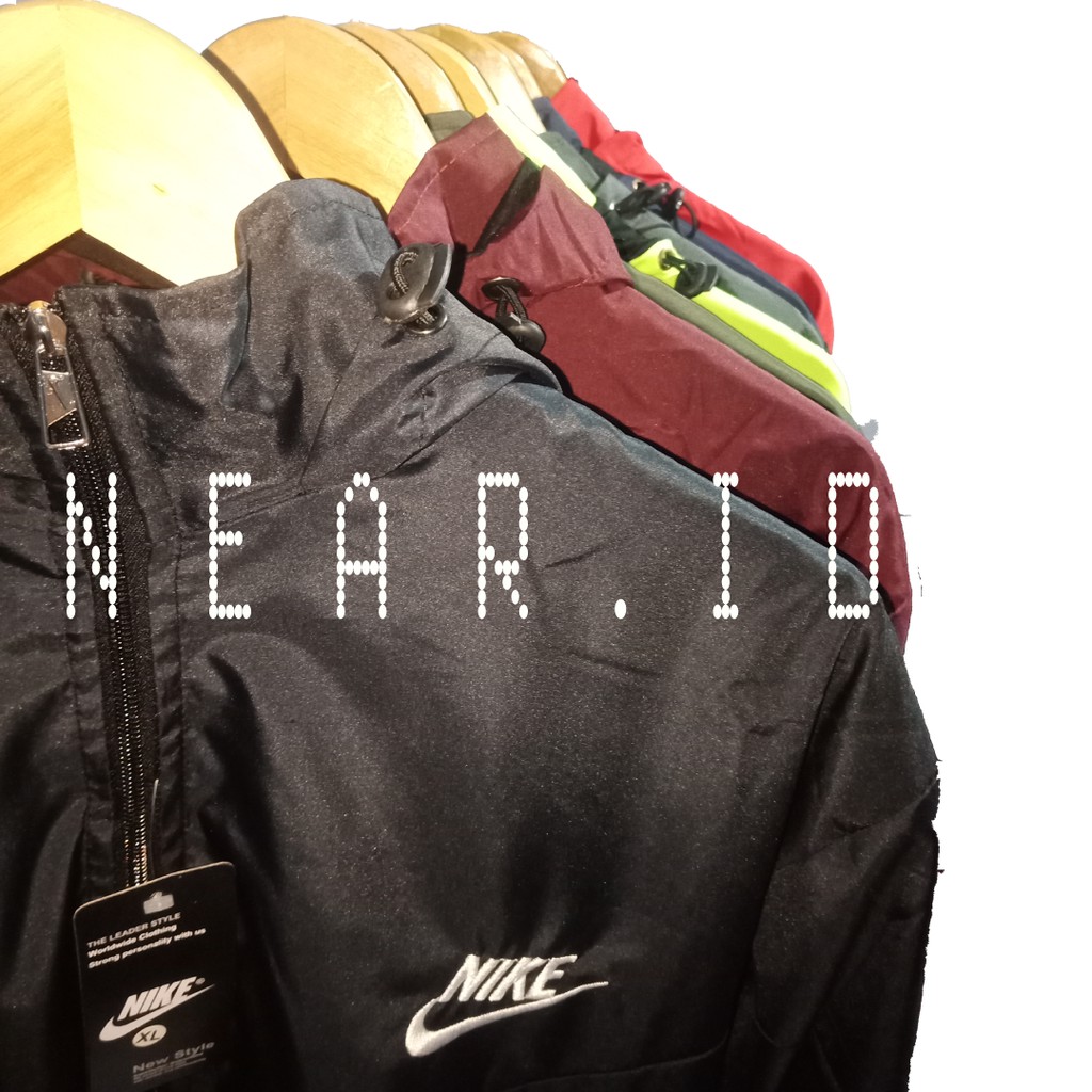 Jaket Parasut Sport N1KE Polos Unisex Jogging Bersepeda Santai