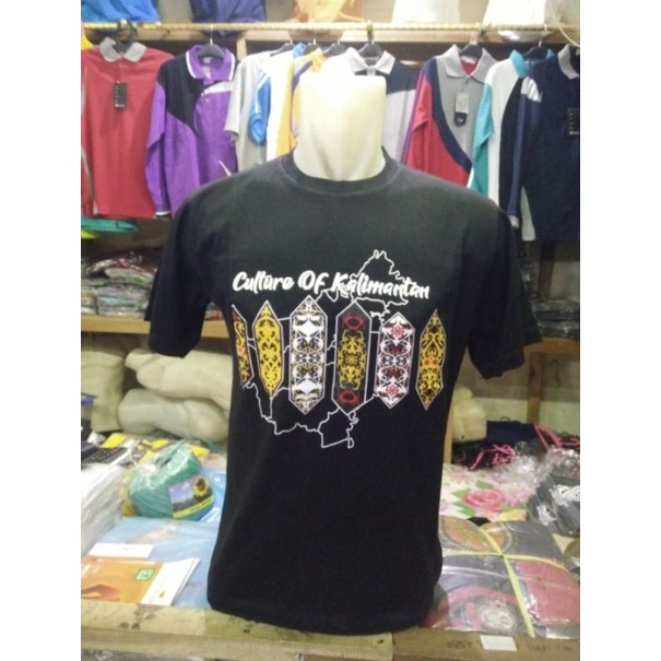 Baju kaos cowok/cewek motif dayak kalimantan