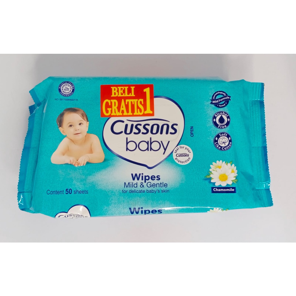 CUSSONS BABY WIPES TISU BASAH MILD GENTLE 50+50