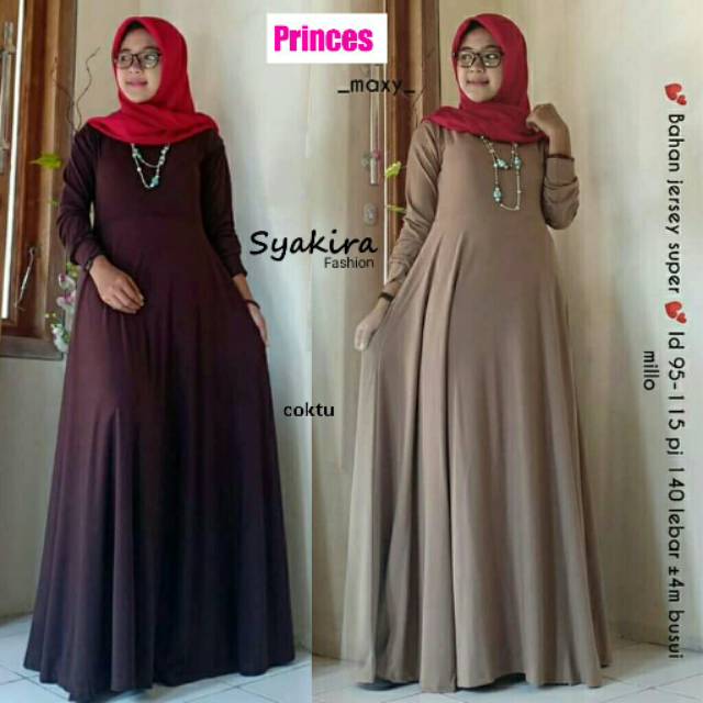GAMIS PRINCESS, BAHAN JERSEY SUPER, LD.95-115 PB.140, LEBAR ±4meter, BUSUI