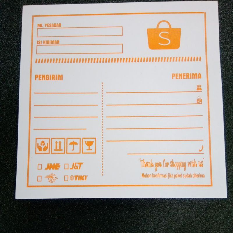 

label pengiriman online shop khusus SHOPEE