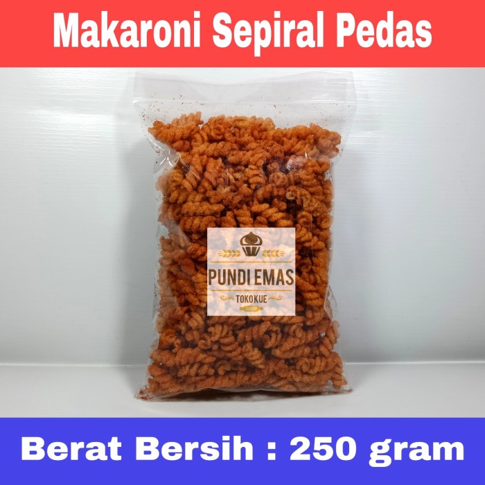 Makaroni Sepiral Ulir Terlaris Pedas Berat Bersih 250 Gram