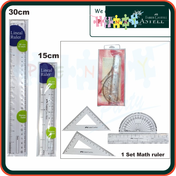 

Faber Castell Penggaris Tersedia Ruler dan Matematika Set / Mathematical Drawing Set 100% Original
