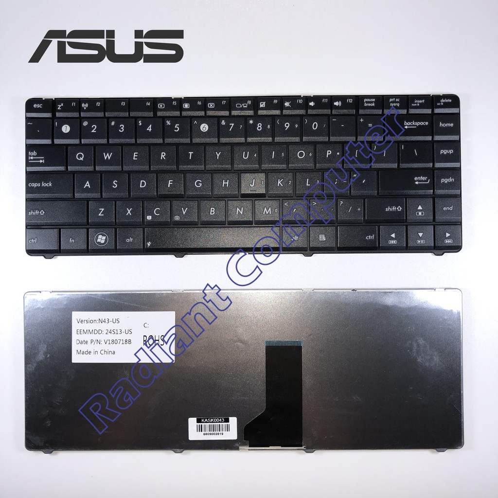 Keyboard Asus A42 A43 K42 K43 N43 X42 X43 X44h tanpa baut BLACK