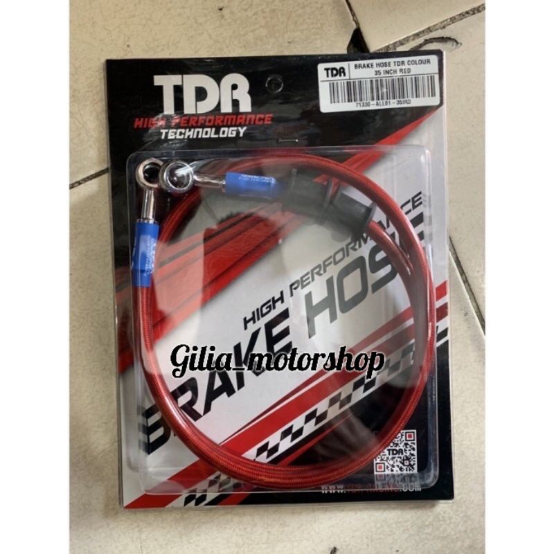 Selang Rem Depan TDR 35 Inci 90 cm Original Universal Motor Kabel Selang Silver Merah Biru