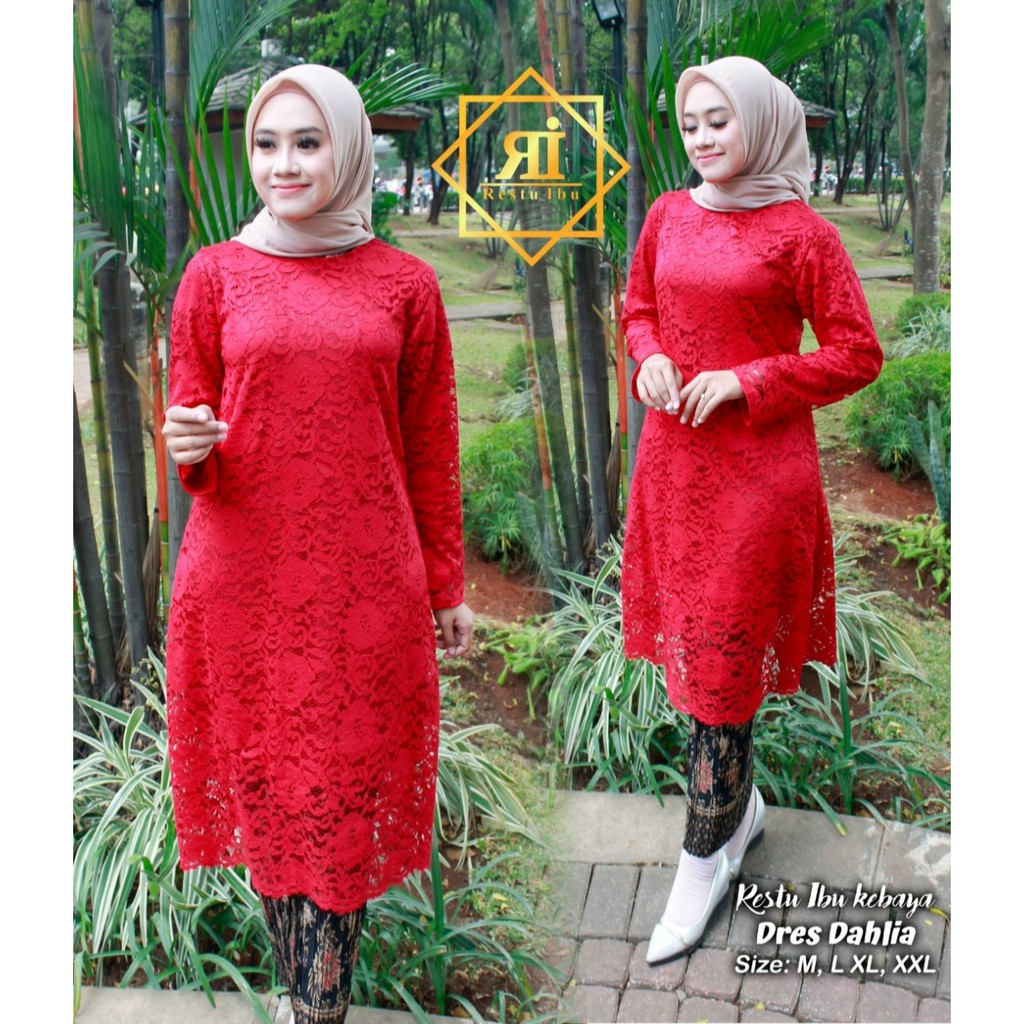 RES&gt; SET Kebaya tunik brokat - kebaya tunik adelia luna - kebaya brokat import - baju tunik pesta