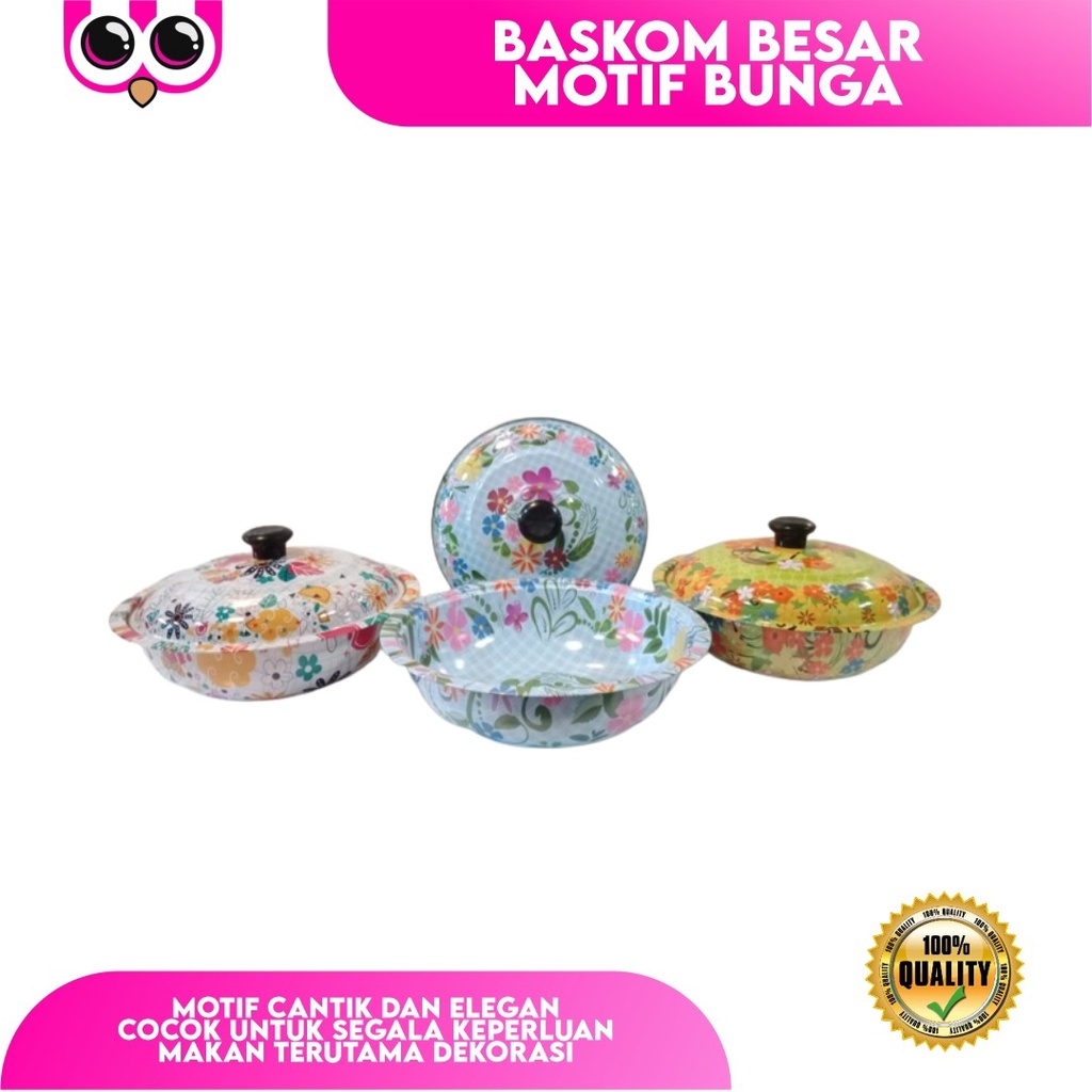[ BUNGA ] BASKOM BESAR MOTIF BUNGA / BASIN FLOWER + TUTUP 28 CM