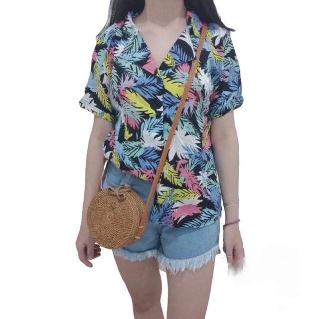 Kemeja Pastel Daun Wanita
