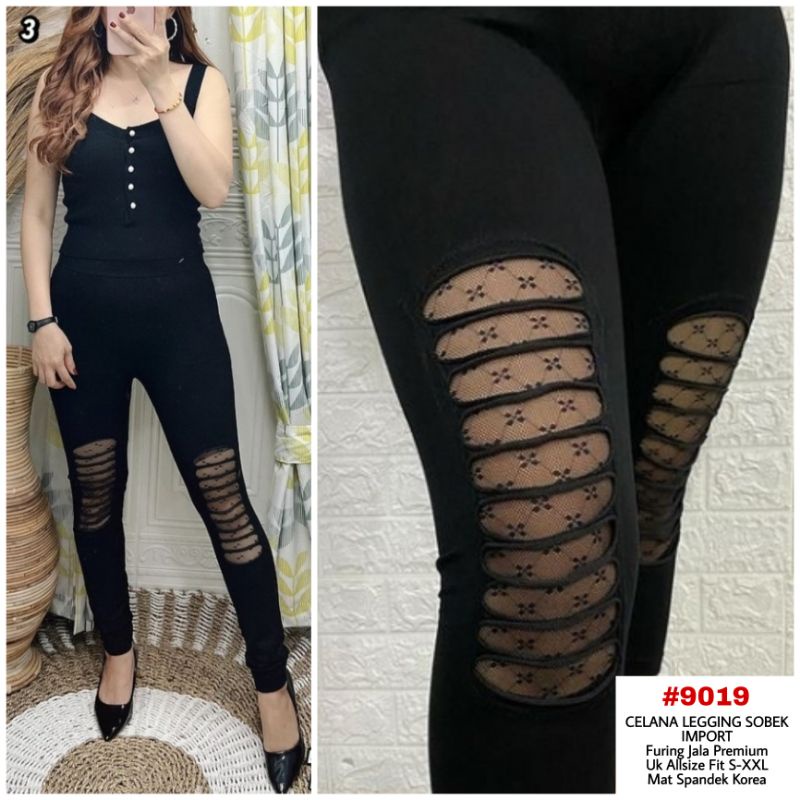 ☄️COD☄️Celana Legging Sobek Jala Premium Importt Fit S-XXL / Legging Stretch Importt