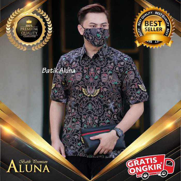 Batik Cowok Lengan Pendek Premium Batik Aluna KBOPD 019