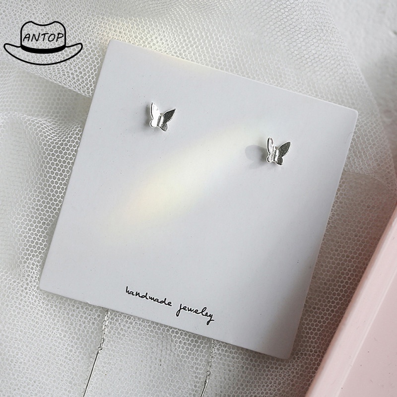1 Pasang Anting Stud Rantai Rumbai Panjang Desain Kupu-Kupu Gaya Minimalis Untuk Hadiah Natal ANTOP