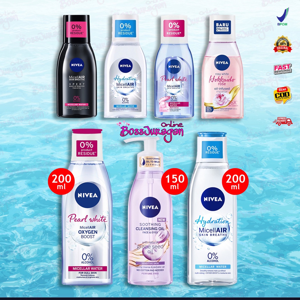 (BOSS) NIVEA Micellar Water MicellAIR Pearl White | Black Expert - 125ml | 200ml