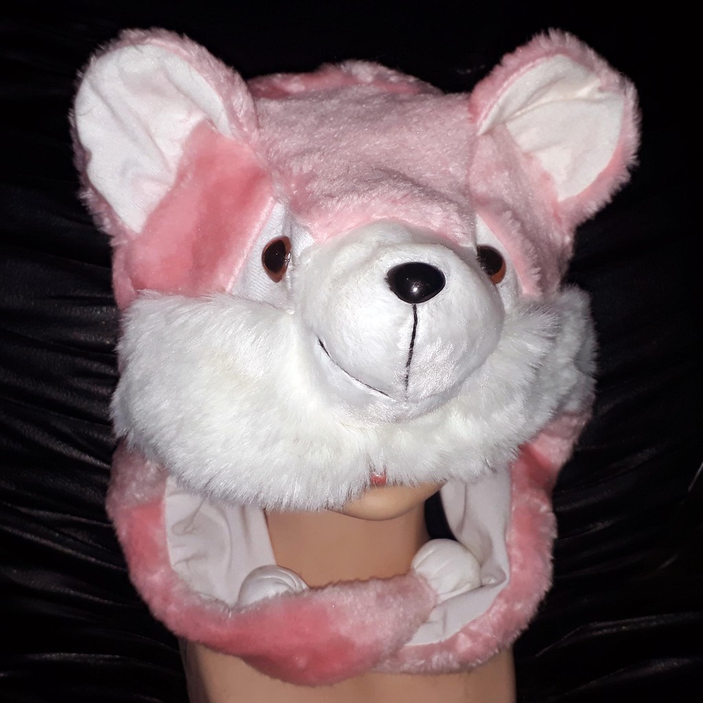 Topi boneka kucing PINK lucu animal hat harga promosi hadiah ultah