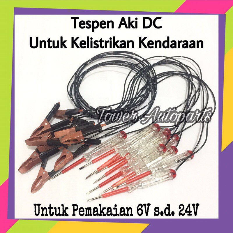 Grosir Murah 100pcs - Tespen Aki / Tespen Kabel DC Untuk Cek Listrik Mobil Motor Universal