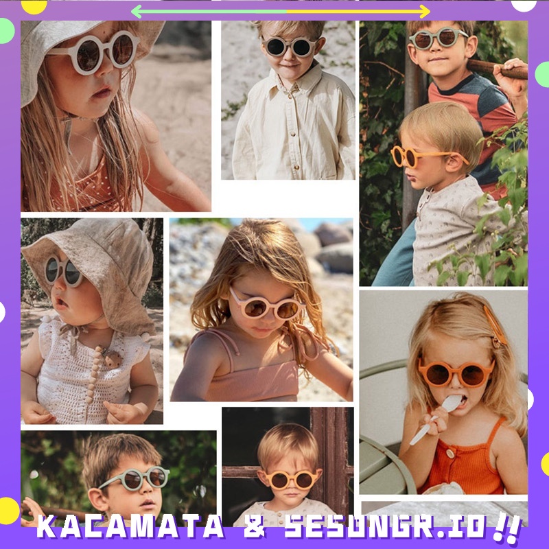 Kacamata Anak Fashion Kacamata Anak-anak High Quality Korea Retro kaca mata oval Warna Permen