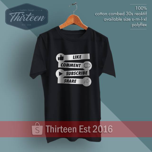 Kaos Unik YouTube Youtubers Like Komen Subscribe Kualitas Distro