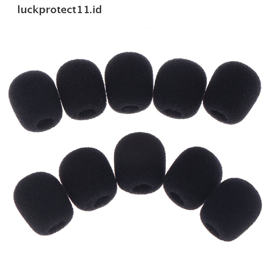 // Hg &amp; ID// 10pcs Headset Mikrofon Hitam Kecil Praktis Windscreen Sponge Busa Penutup Mic.