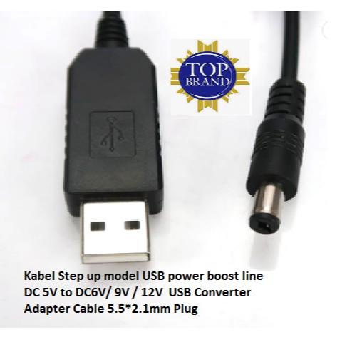 Kabel Step Up USB DC 5v to 9v/12v Supply Charger Converter Adapter Kabel 5.5*2.1mm Plug