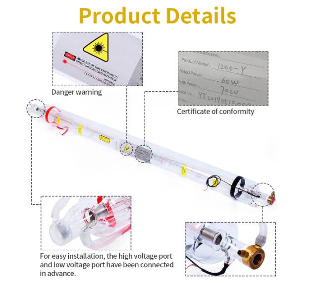 Tabung laser co2 laser tube co2 tabung laser 60w laser tube tabung laser