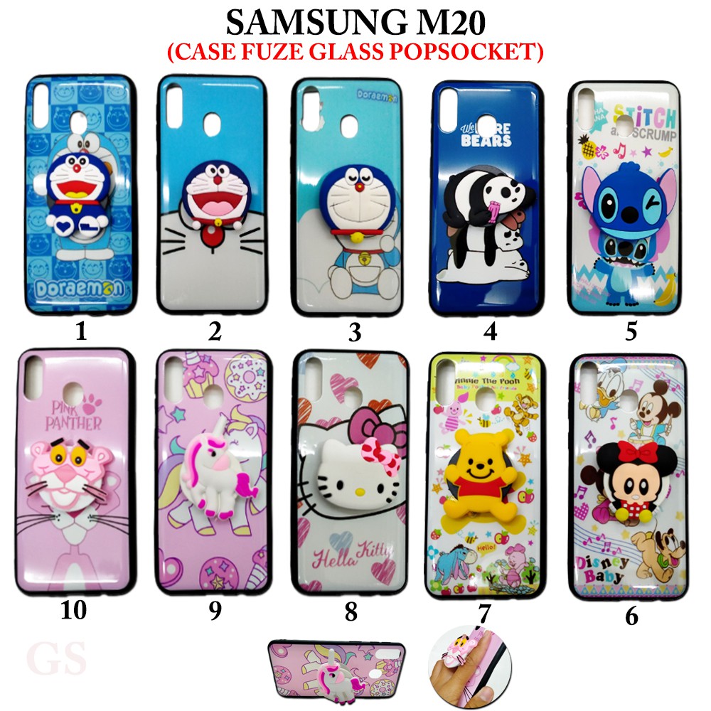 CASE SAMSUNG M20 Case Fuze Glass Popsocket Kartun