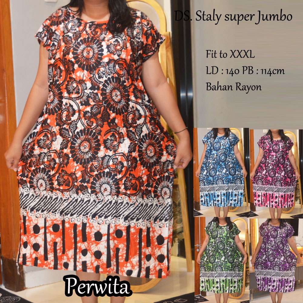 Daster super Jumbo staly LD 140 | 1kg muat 5pcs  | daster murah-Perwita