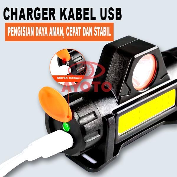 LAMPU LED MINI SENTER KEPALA 5 Mode USB Charger Multi Fungsi Anti Air Sensor Tangan