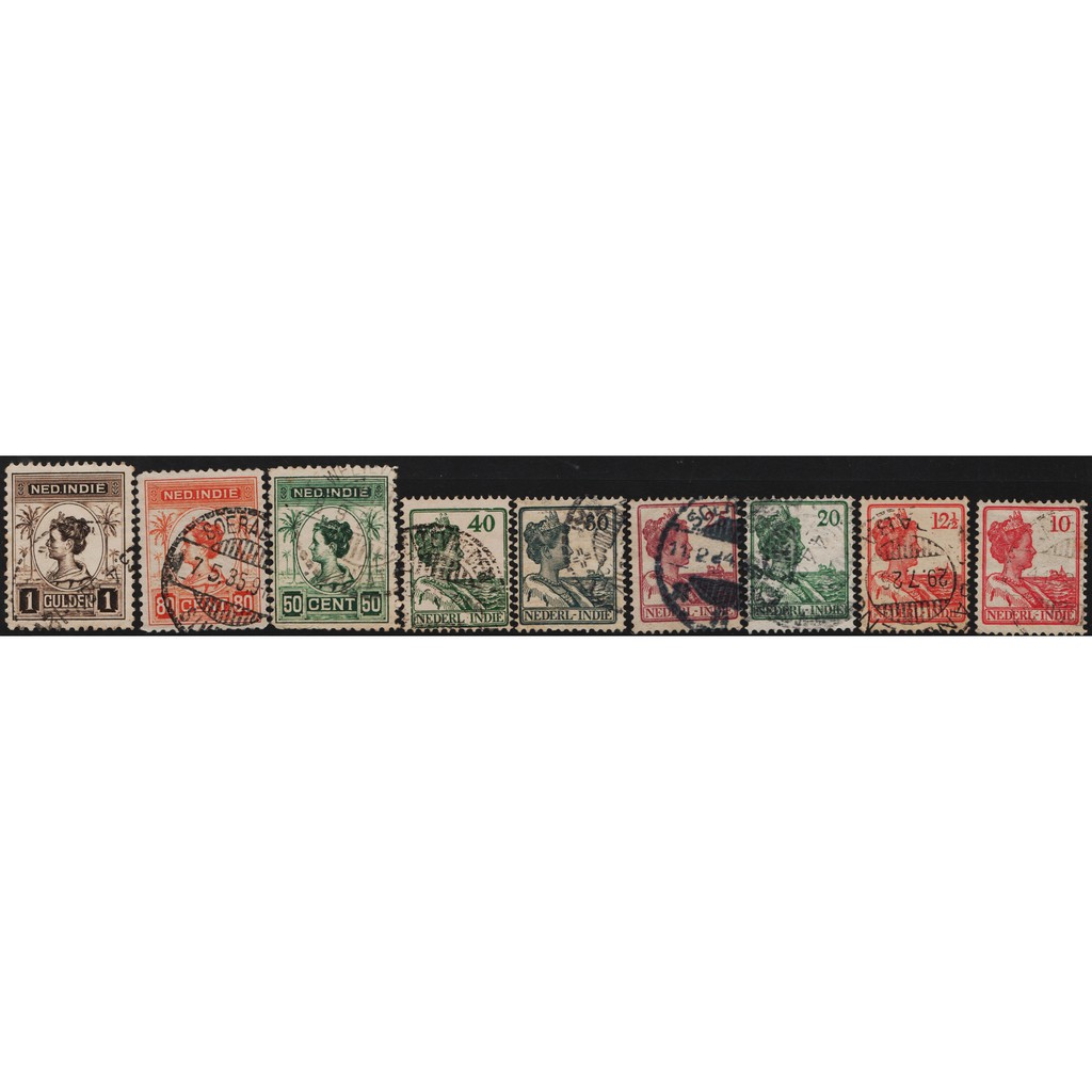 

Perangko Filateli #A1-160 Netherlands Indies VFU 8v 1913 - 1932 Queen Wilhelmina