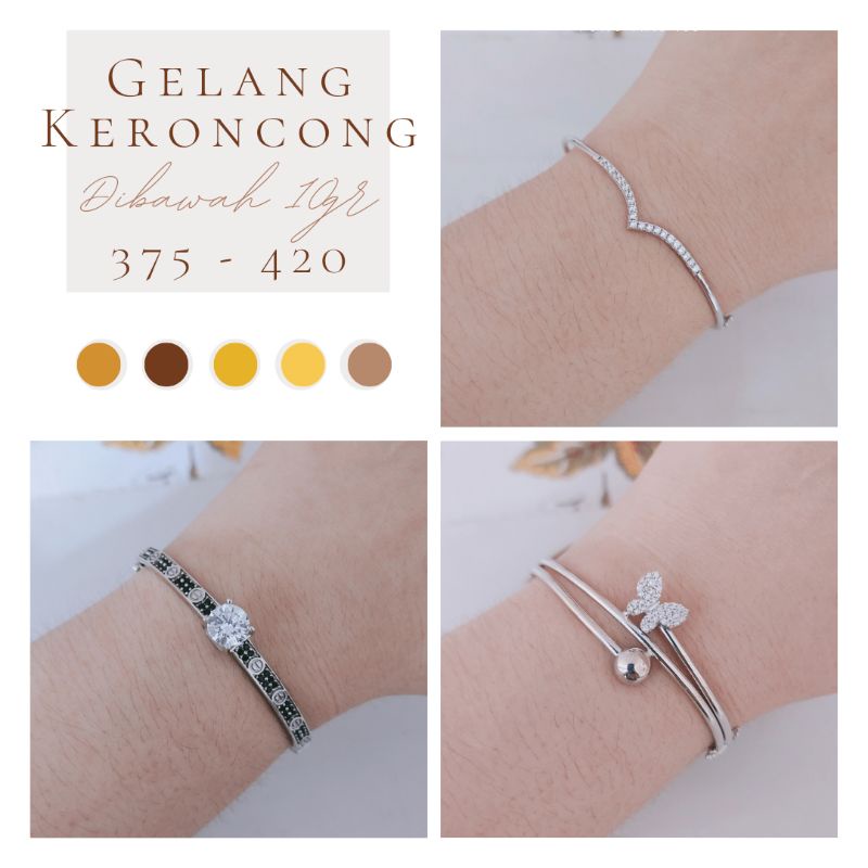WAJIB TANYA STOK Realpic Gelang Keroncong Emas Putih Asli Kadar 375-420 | Dibawah ≤ 10gr