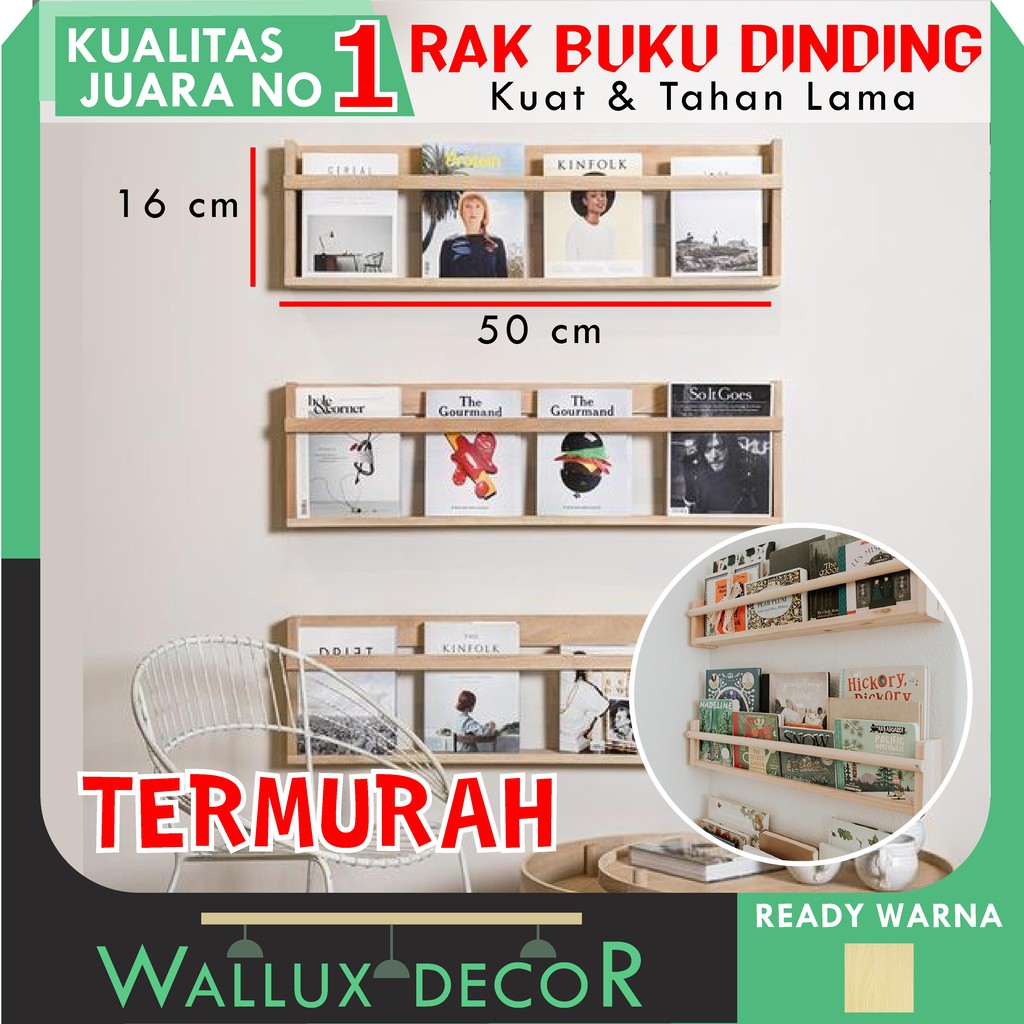 Jual Rak Tempat Buku Kayu Gantung Minimalis Serbaguna / Rak Buku Anak ...