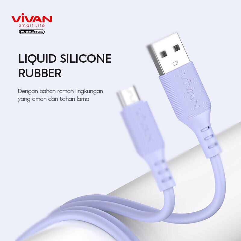 VIVAN VSM100 Kabel Data Micro USB 2.4A Silicone Full SR Coverage Quick Charge Garansi 1 Tahun