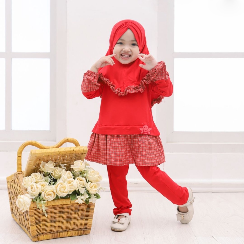 Baju Muslim Anak Perempuan Qiandra / Baju Muslim Anak eLBi / Baju Gamis Anak 1-6 Tahun