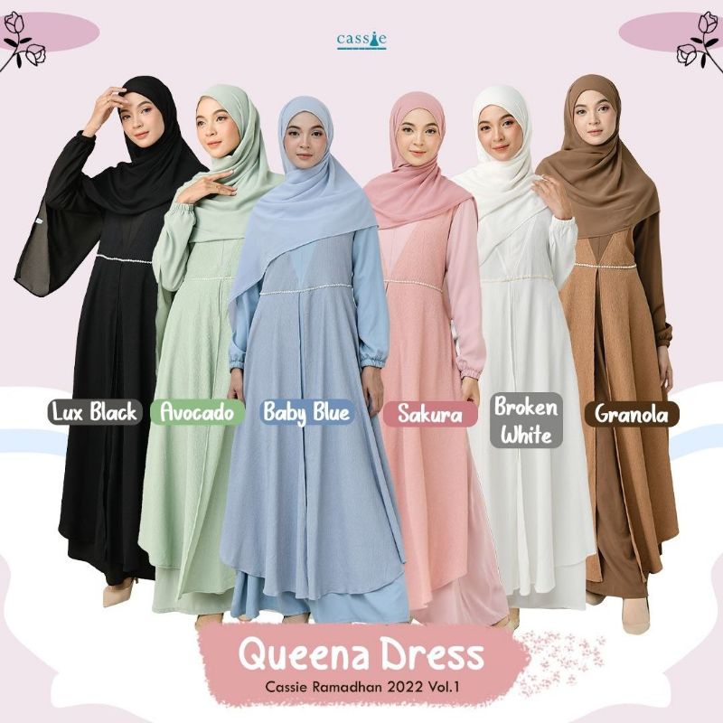 QUEENA DRESS BY CASSIE | GAMIS PESTA GOLD | GAMIS LAYER | GAMIS PESTA PINK