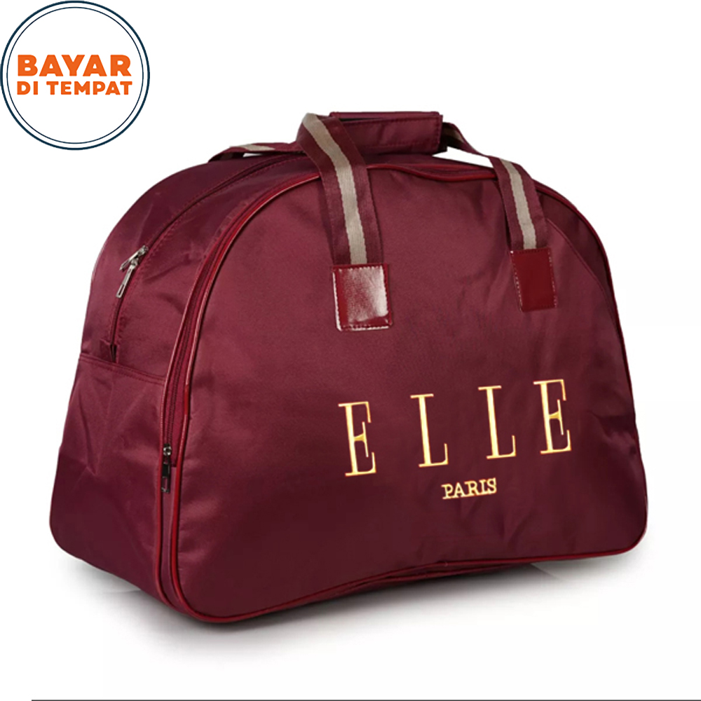 SHOPEE 6.6 SUPER SALE!! Tas Travel Bag ELLE E90 Tas Multifungsi 2in1 Bisa Selempang Bisa Jinjing Tas Pakaian Mudik - Marun