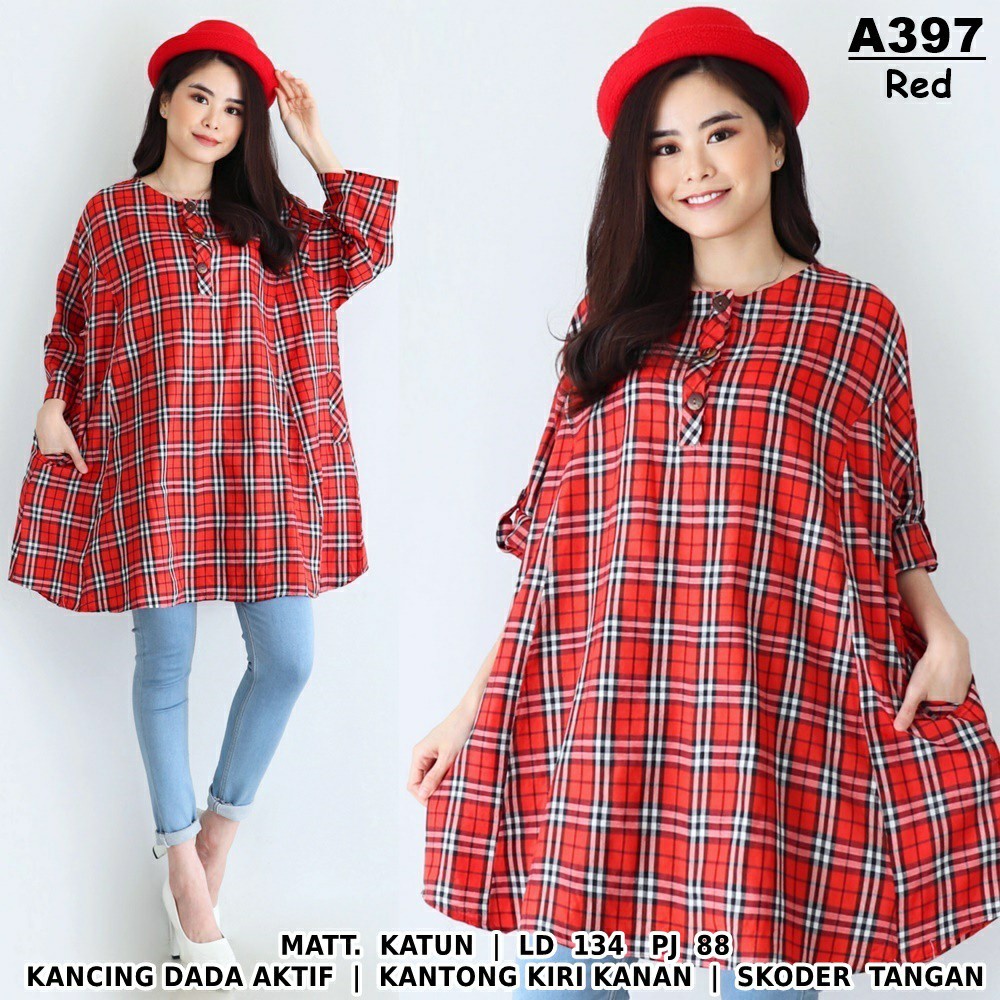 WSE390 - Tunik BIG SIZE XXXL Akira LD 134 CM PJ 88 CM UK 3XL BIG SIZE Katun Kotak PREMIUM QUALITY