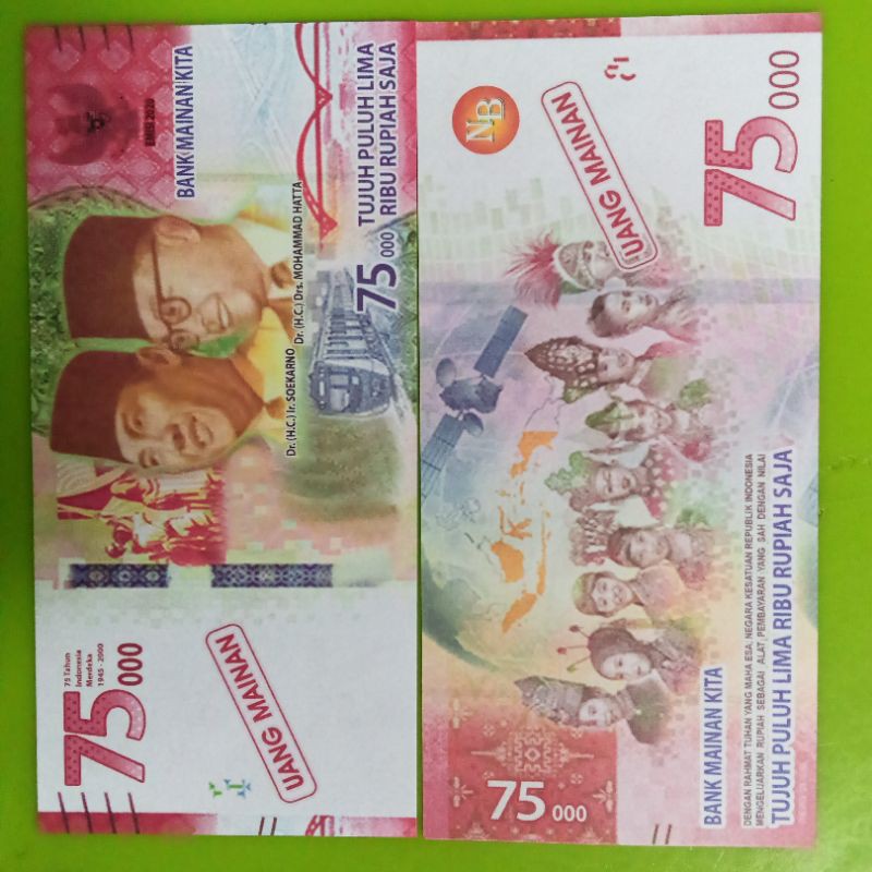 Uang Mainan untuk Mahar pecahan 75000 75 ribu