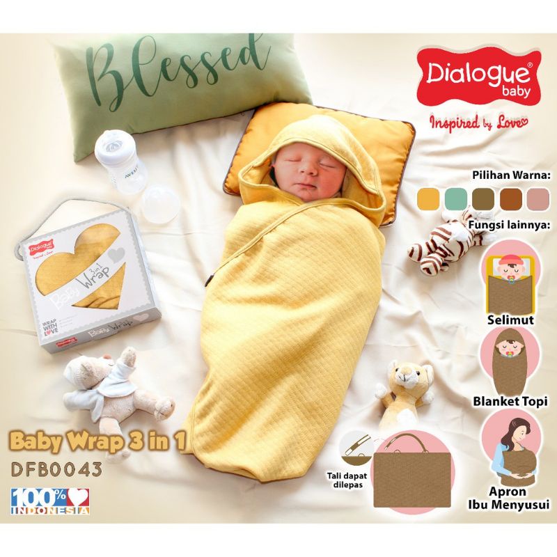 Selimut Bayi Multifungsi Dialogue Baby Wrap 3 In 1 Lembut 3 Fungsi DFB0043