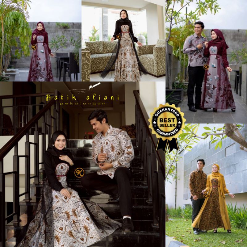 Couple Pasangan Gamis Kain Maxmara|| Baju Pesta Baju Tunangan Sarimbit Kombinasi Batik Terbaru