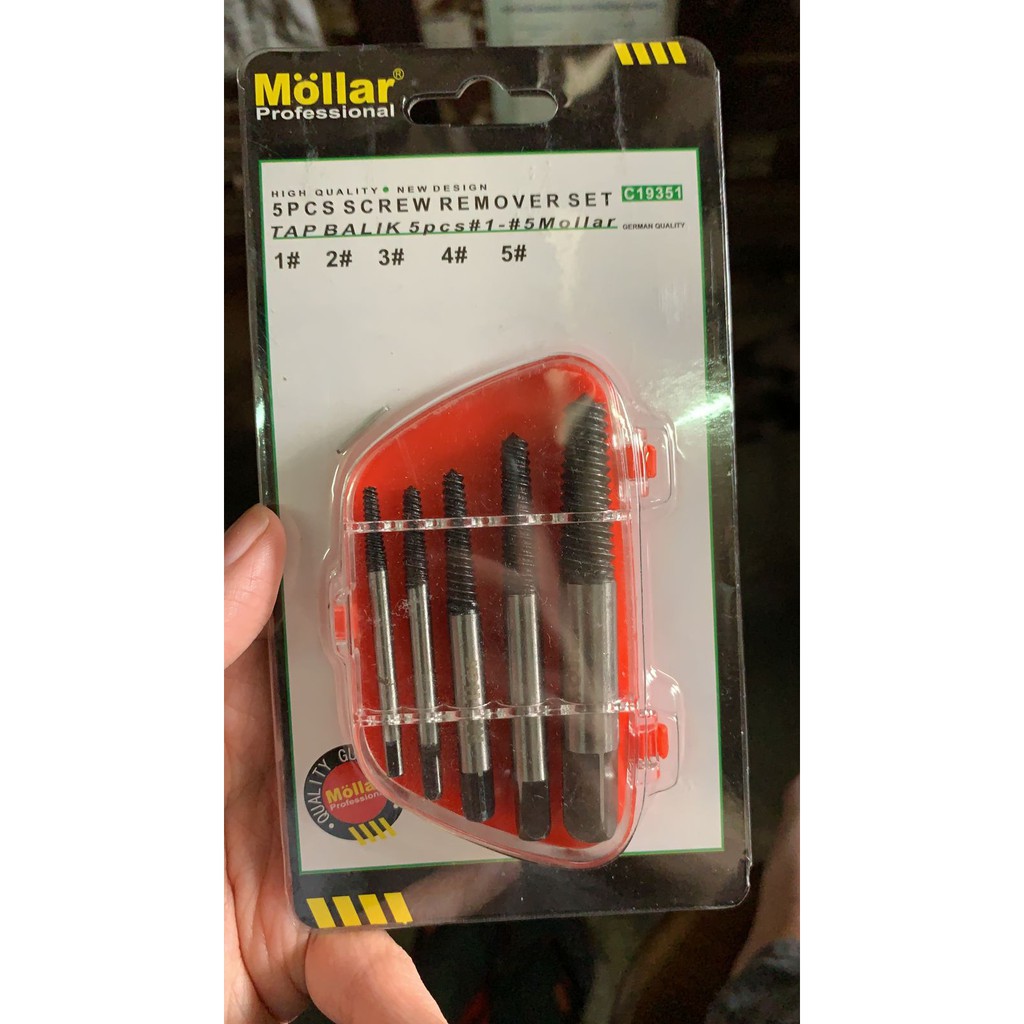 MOLLAR Tab Balik 5pcs Screw Extractor Set Pembuka Baut Patah