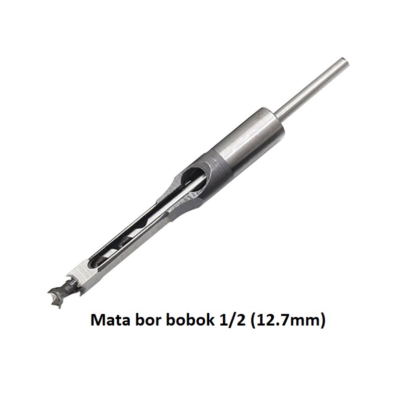 Mata Bor Kayu Bobok Mortising Square Chisel Drill bit 1/4 5/16 3/8 1/2 Lubang Kunci Kusen-1/2 (12.7mm)