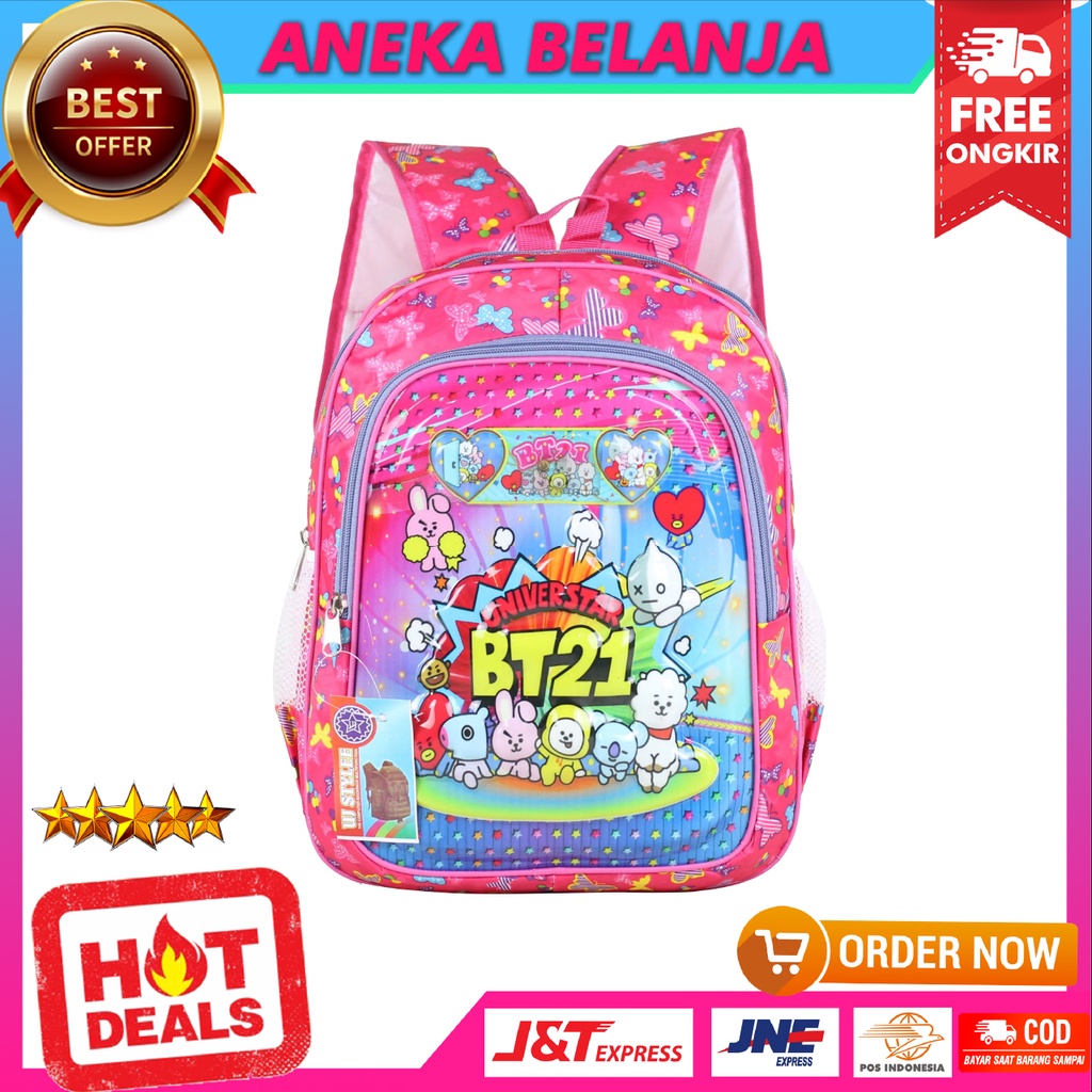 Ransel Sekolah Anak Perempuan TK PAUD Model Lampu Boneka Warna Pink Keren Imut Lucu Tas Anak Cewek Murah Kekinian Bahan Awet Tebal + Lampu LED Terlaris Berkualitas