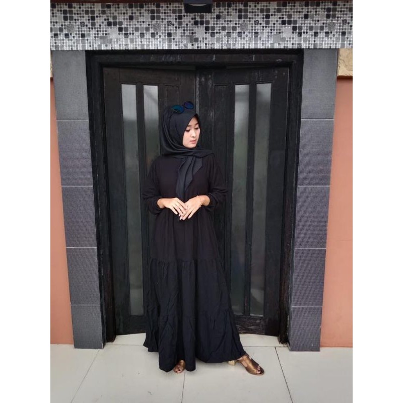 Gamis rayon kerut berjenjang