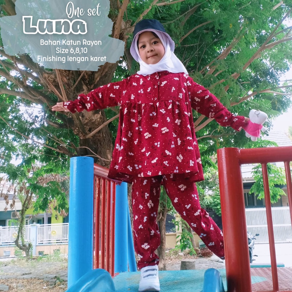 NEW!!! Piyama Anak/One Set Kids _ Luna One Set _ Bahan Katun Rayon _ Nyaman di Pakai - Baju Setelan Anak / Baju Tidur Anak