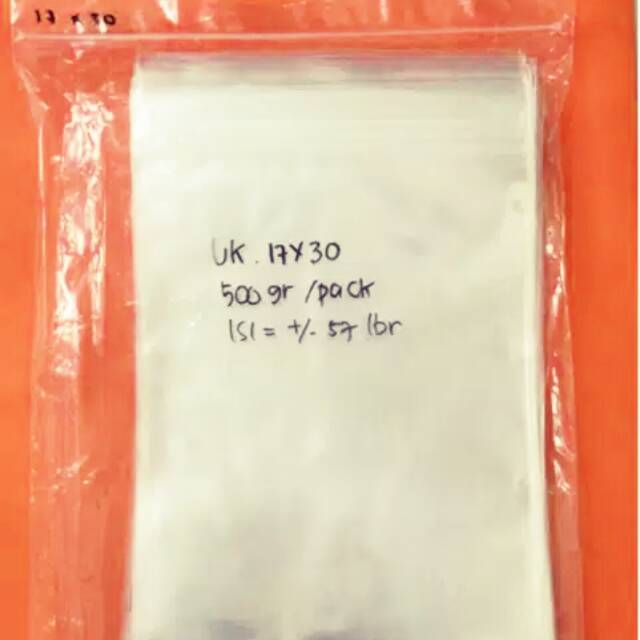 Plastik Klip PP Tebal 90 micron Uk. 17x30 cm (berat 500gr)
